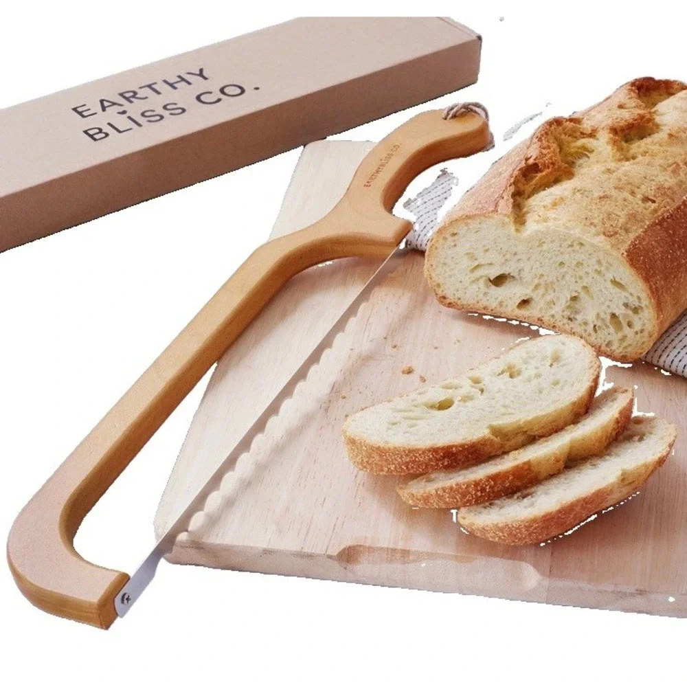 Earthly Bliss-Breadly Bread Bow Knife Bamboo Handle & Stainless Steel Blade Farm